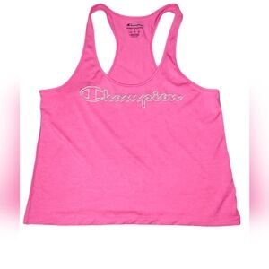 Champion Scoop Neck Women's Pink Cropped Racer Back Tank Top Size Small